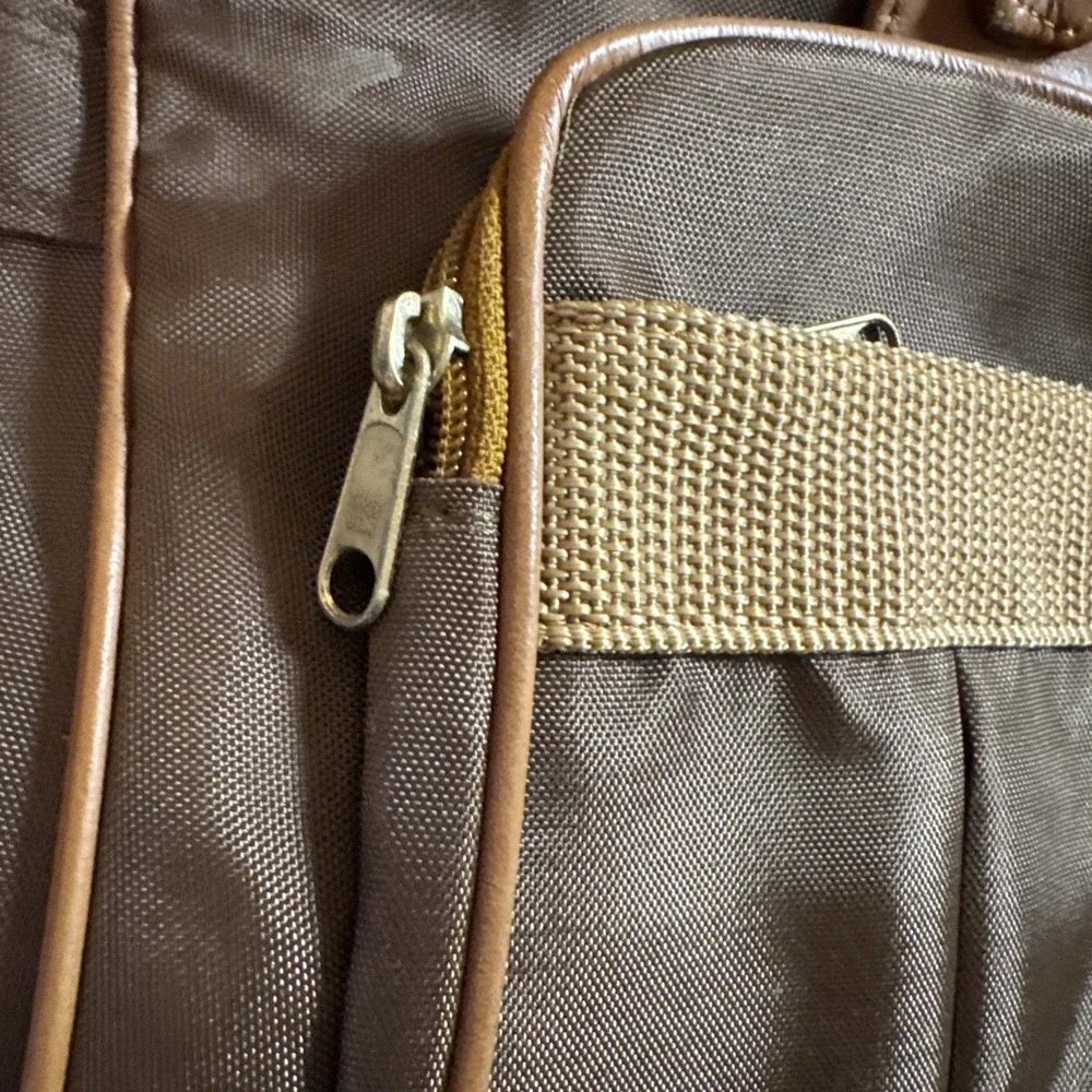 Vintage Kingport Brown Nylon Travel Duffel Bag Carry On Korea 19x14 Flaw